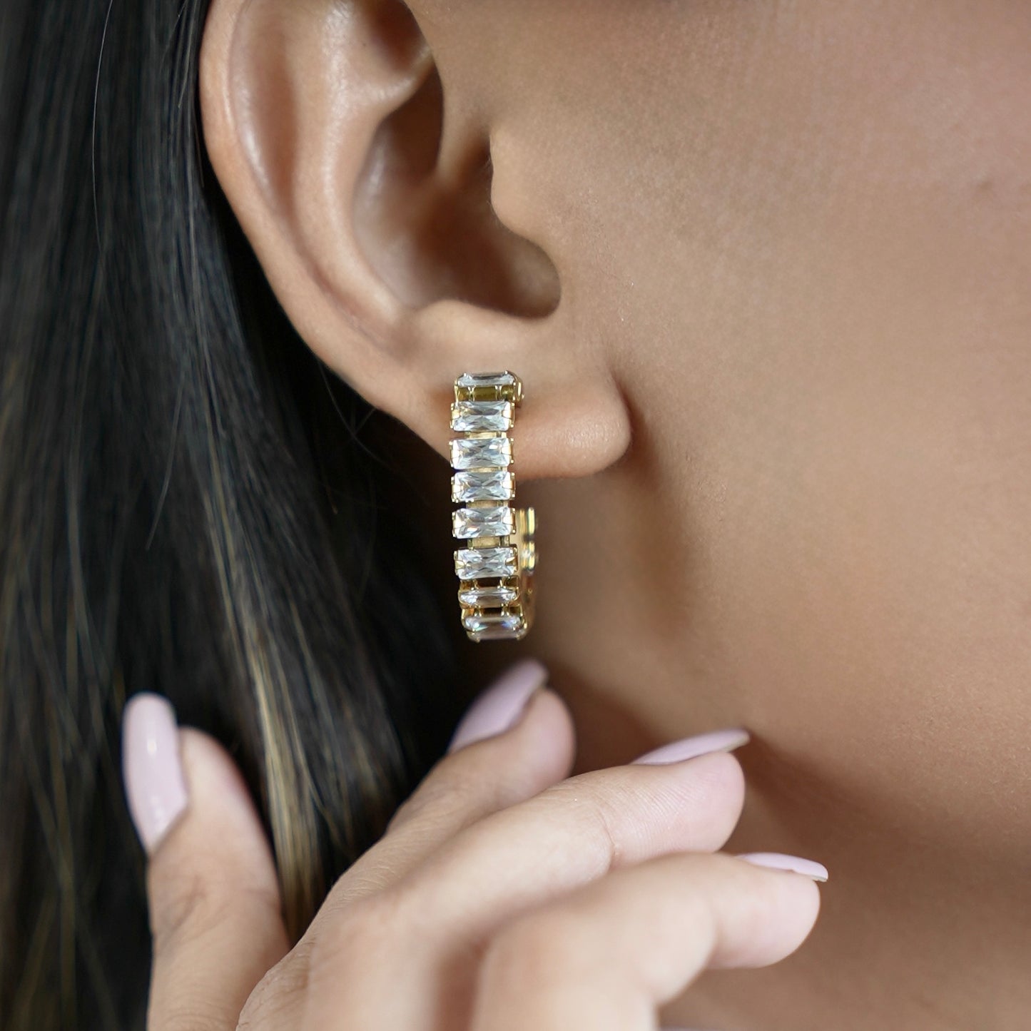 Silver Zircon Hoops