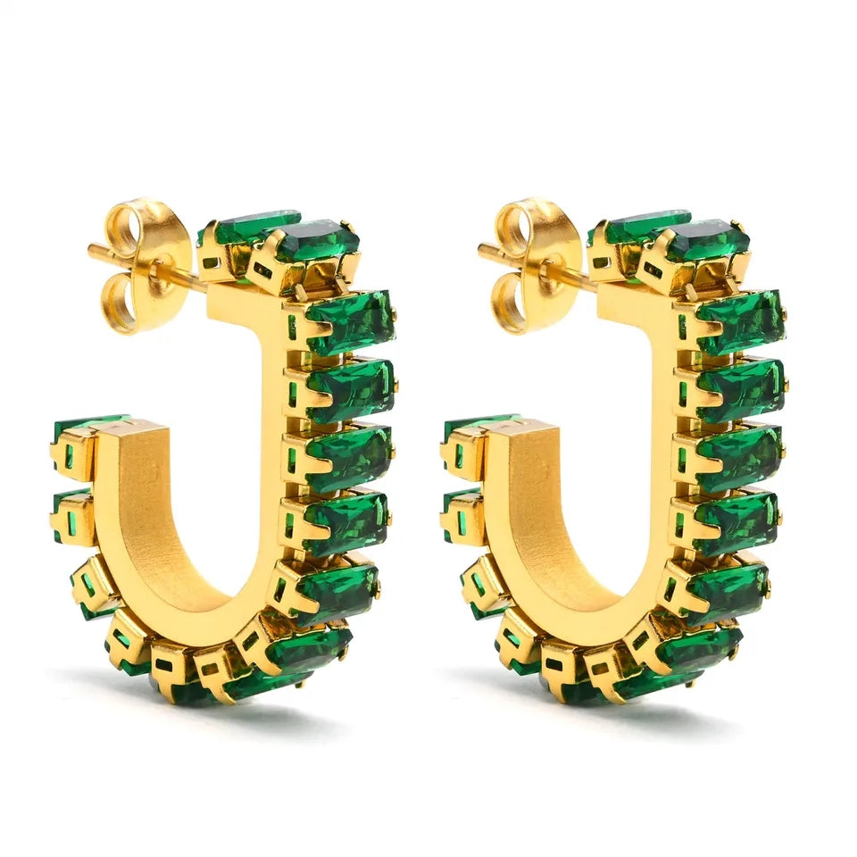 Green Zircon Hoops