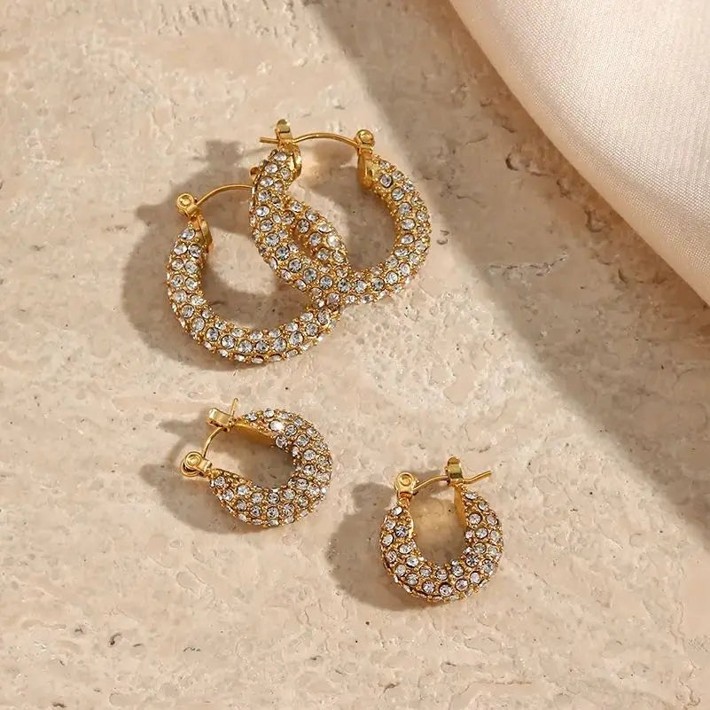 Gold Zircon Hoops