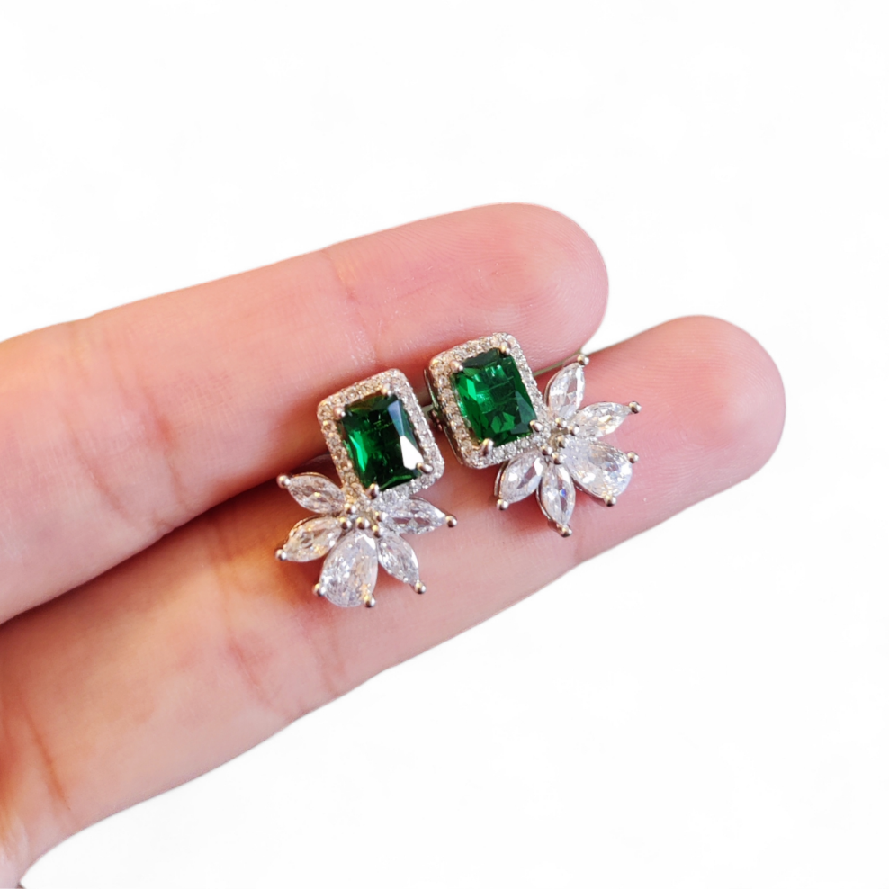 Green Flower Earrings