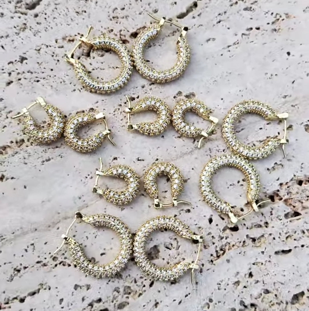 Gold Zircon Hoops