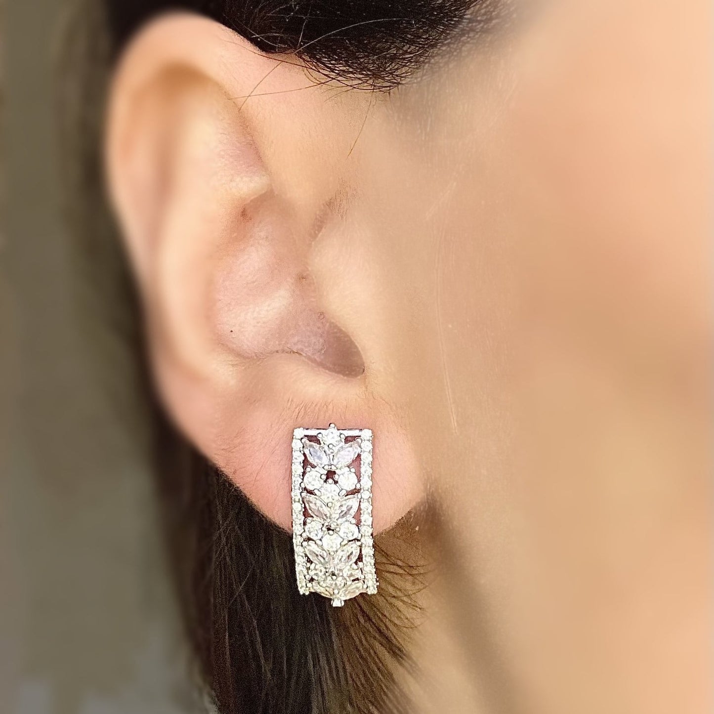 Rectangular Zircon Earrings