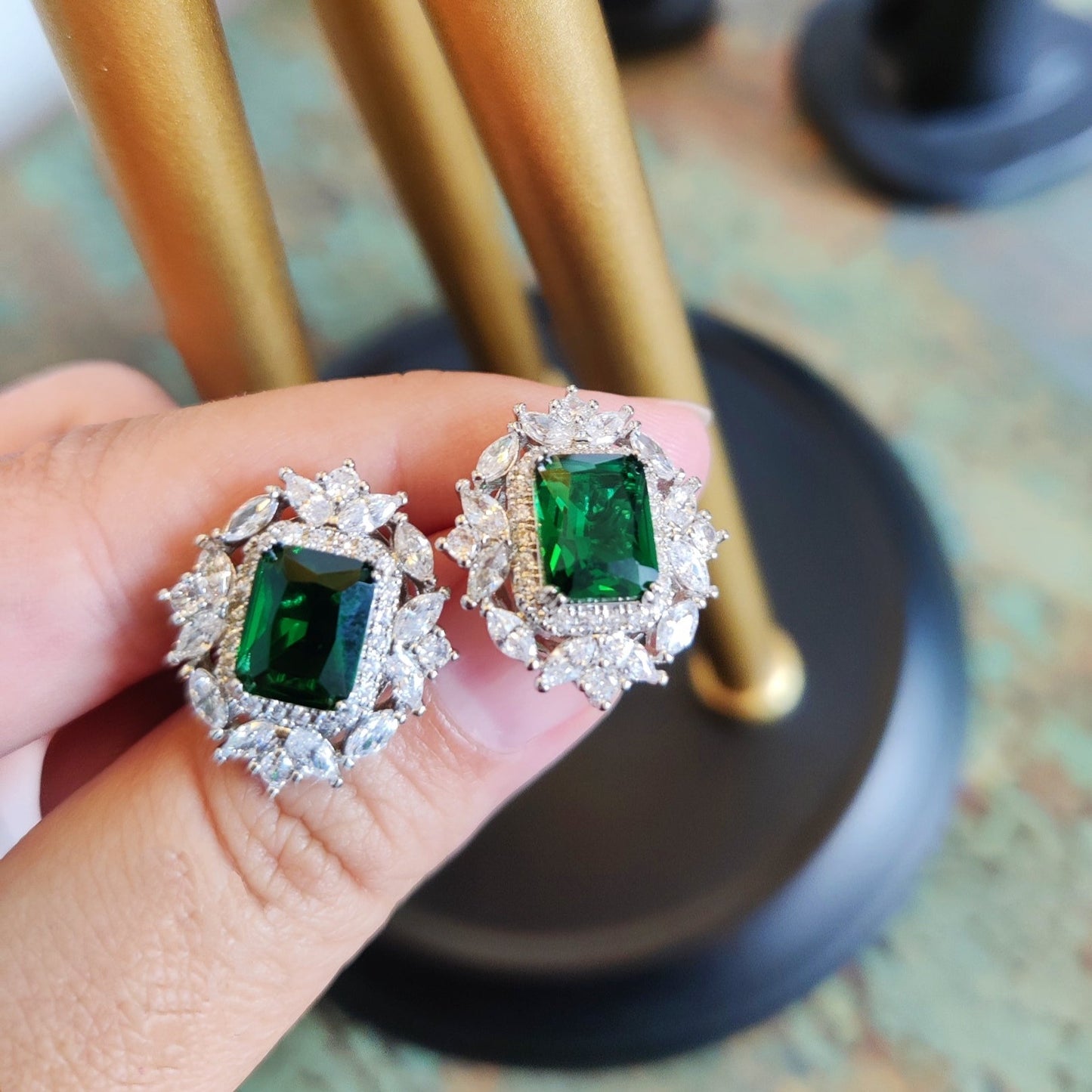 Green Stone Earrings