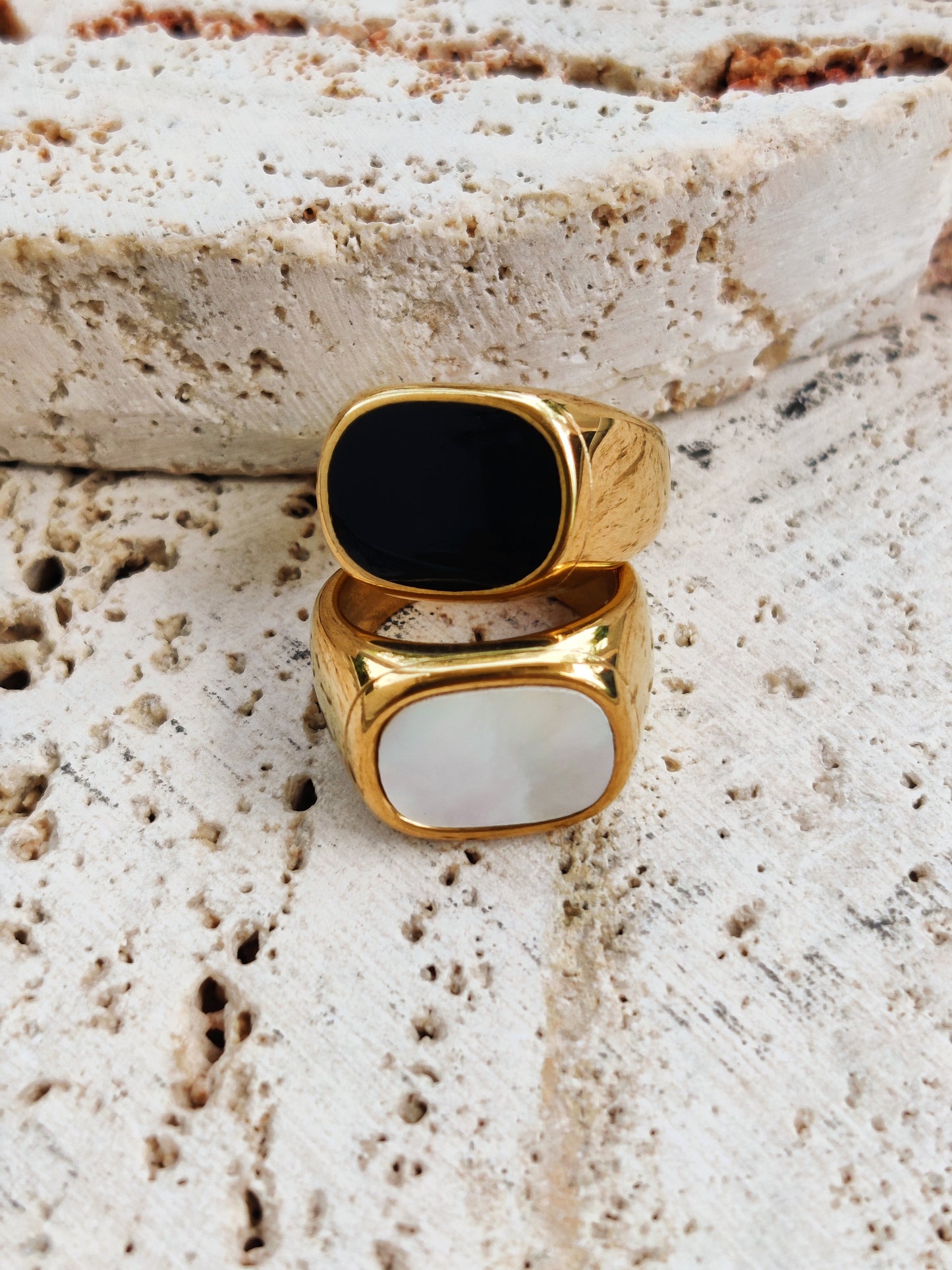 Modern Gold Ring White Stone