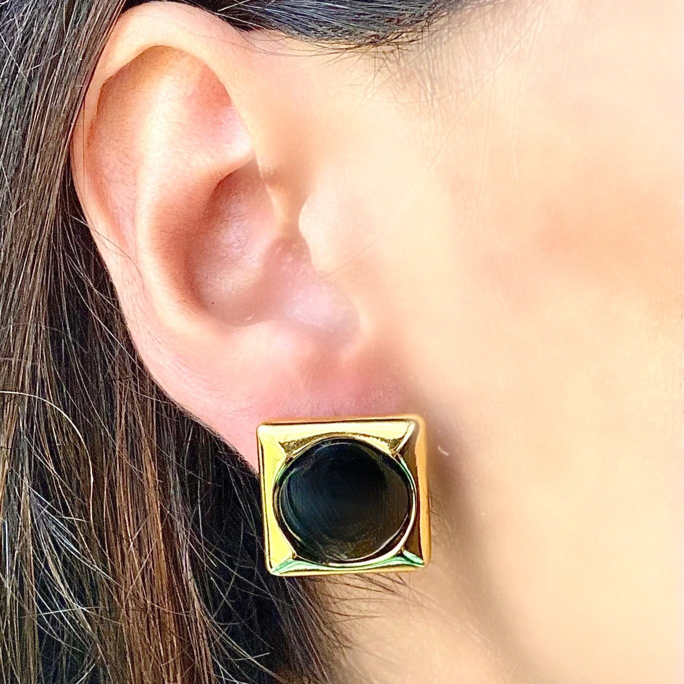 Chunky Black Stone Studs