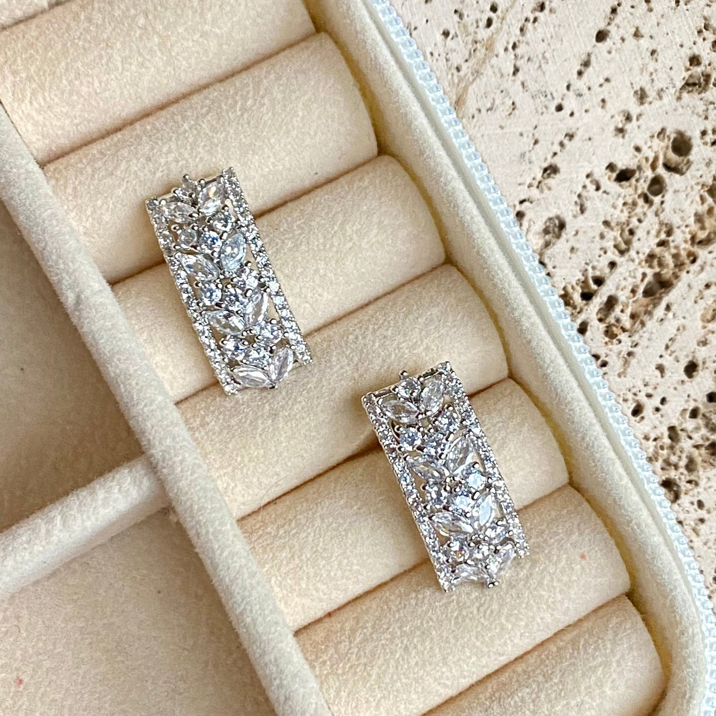 Rectangular Zircon Earrings