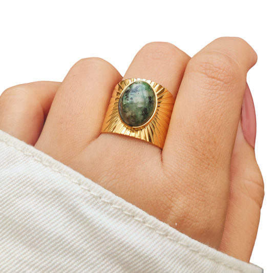 Egyptian Ring Green Stone