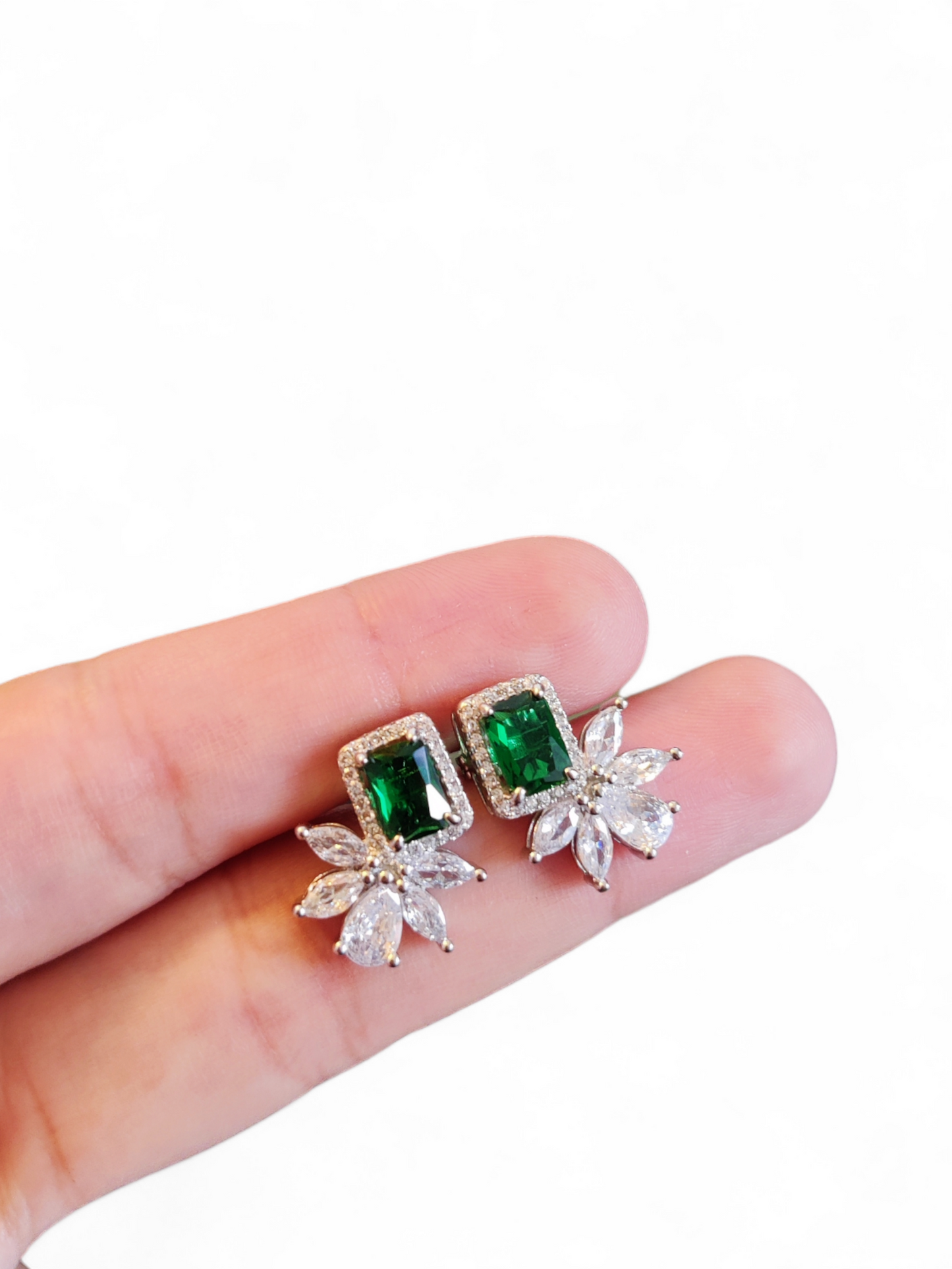 Green Flower Earrings