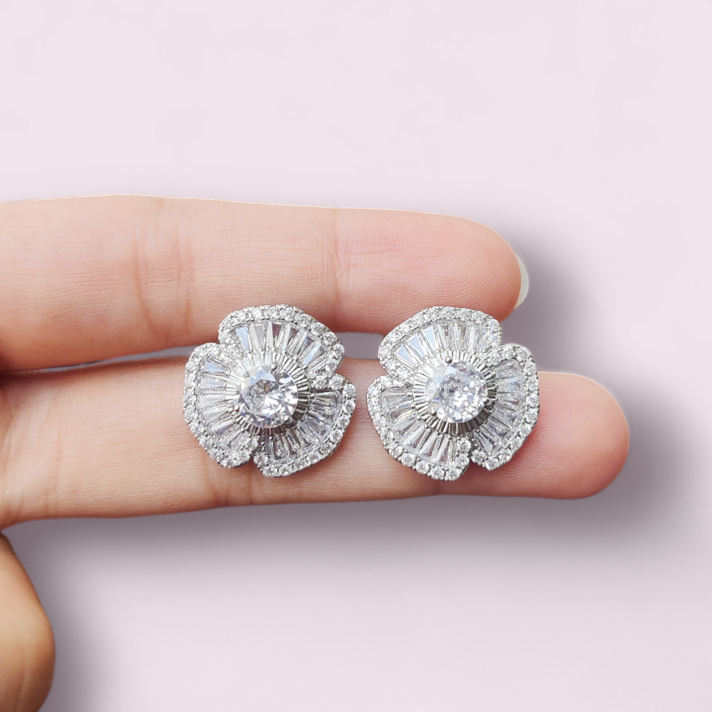 Zirconium Flower Earrings