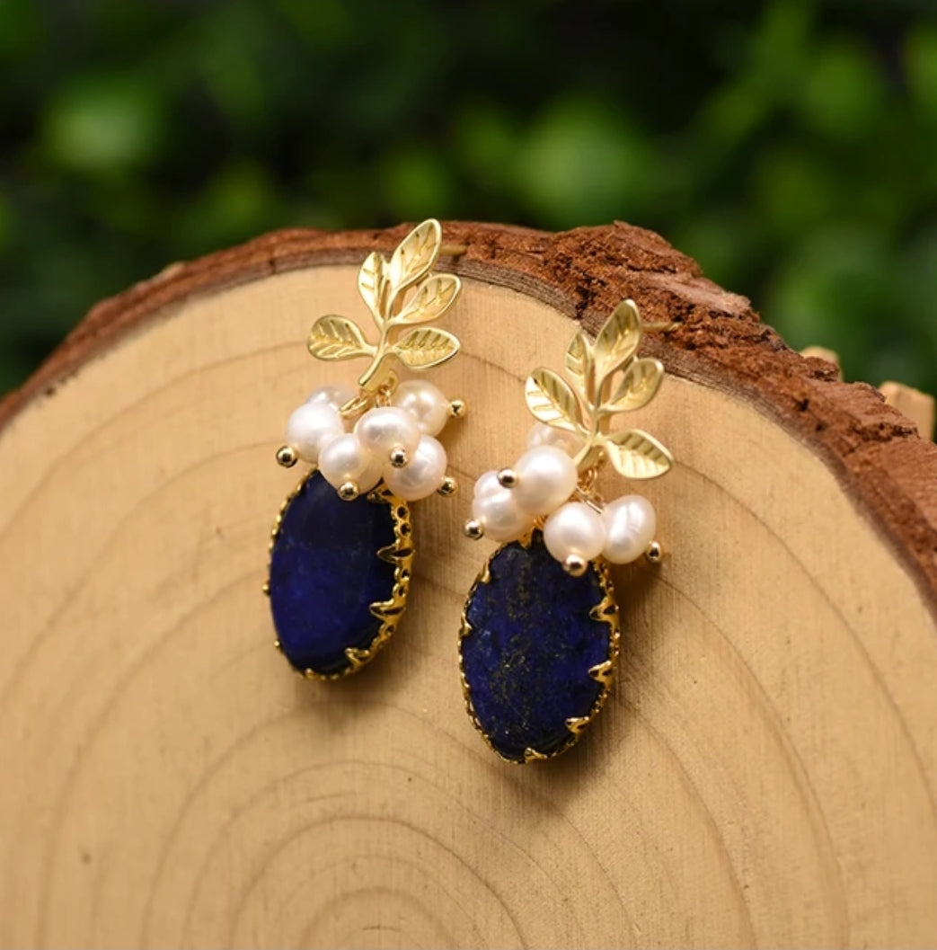 Blue Natural Pearl Earring