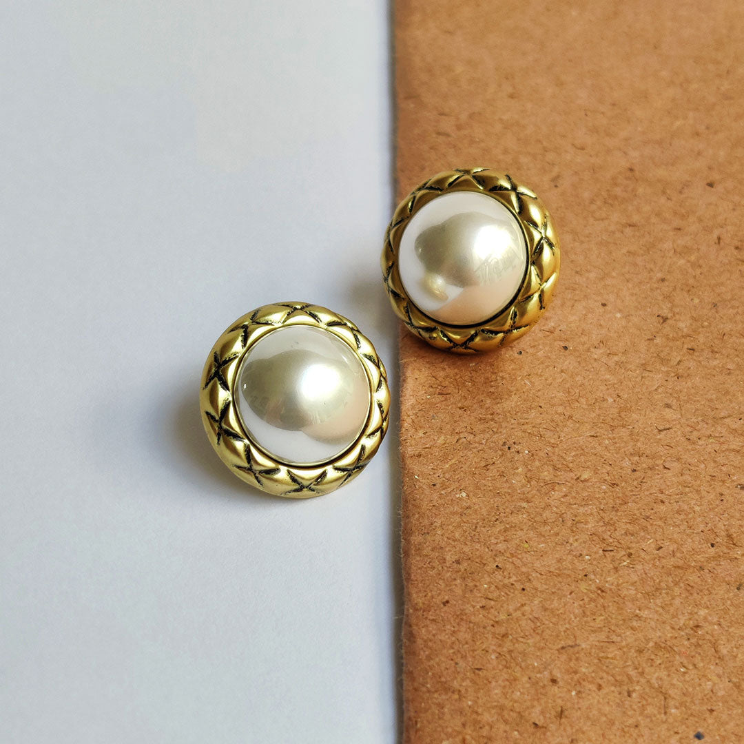 Gold Pearl Studs