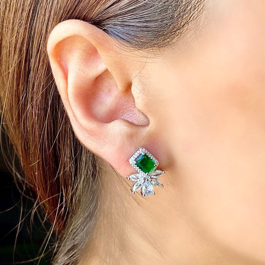 Green Flower Earrings