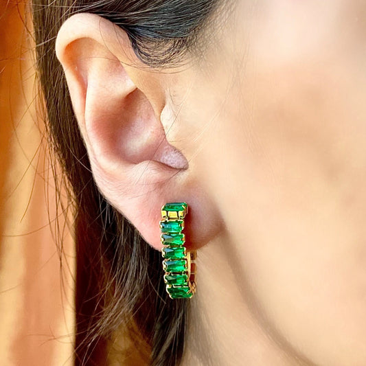 Green Zircon Hoops