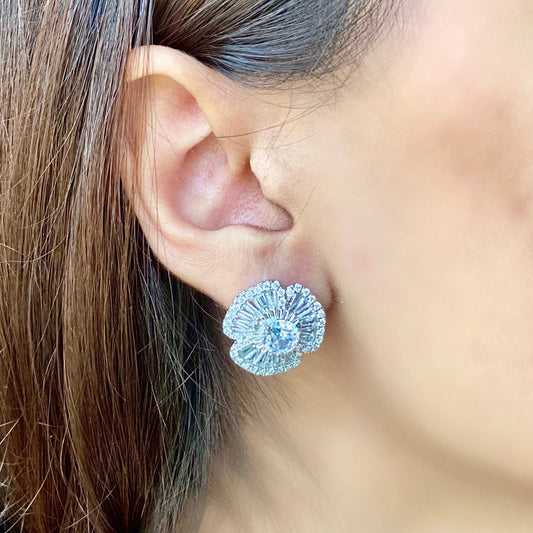 Zirconium Flower Earrings