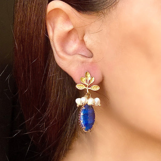 Blue Natural Pearl Earring